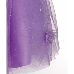 Babyhug Sleeveless One Shoulder Party Frock With Floral Corsage & Glitter Detailing - Lavender