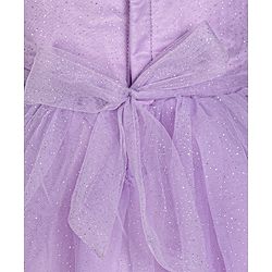 Babyhug Sleeveless One Shoulder Party Frock With Floral Corsage & Glitter Detailing - Lavender