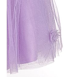 Babyhug Sleeveless One Shoulder Party Frock With Floral Corsage & Glitter Detailing - Lavender