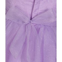 Babyhug Sleeveless One Shoulder Party Frock With Floral Corsage & Glitter Detailing - Lavender
