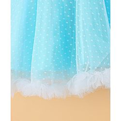 Babyhug Sleeveless  Swiss Dot Design Party Dress with Floral Corsage - Light Blue