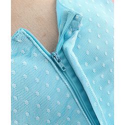 Babyhug Sleeveless  Swiss Dot Design Party Dress with Floral Corsage - Light Blue