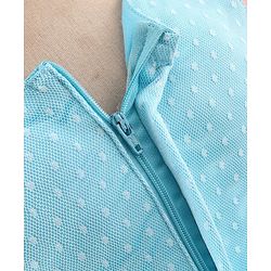 Babyhug Sleeveless  Swiss Dot Design Party Dress with Floral Corsage - Light Blue