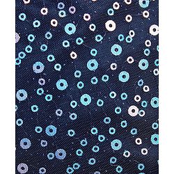 Babyhug Sleeveless Sequinned Party Frock With Floral Corsage- Navy Blue