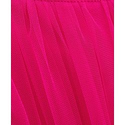 Babyhug Mesh Sleeveless Solid Party Frock With Floral Corsage- Hot Pink
