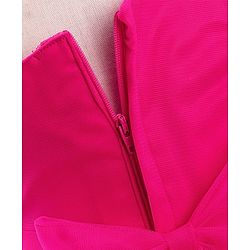 Babyhug Mesh Sleeveless Solid Party Frock With Floral Corsage- Hot Pink