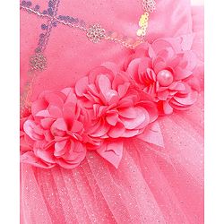 Babyhug Sleeveless Party Wear Sequinned Frock - Pink
