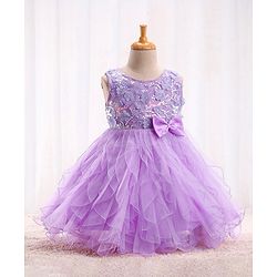 Babyhug Sleeveless Party Wear Sequinned Frock - Lavender