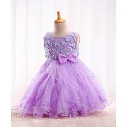 Babyhug Sleeveless Party Wear Sequinned Frock - Lavender