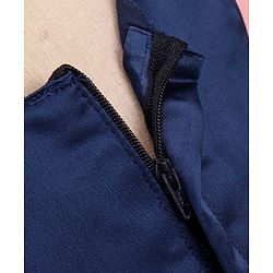 Babyhug Sleeveless Satin Party Dress with Floral Applique & Ribbon Detailing - Navy