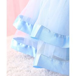 Babyhug Sleeveless Mesh Party Dress with Floral Embroidery & Bow Corsage - Blue