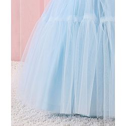 Babyhug Sleeveless Solid Color Mesh Party Frock - Light Blue