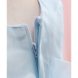 Babyhug Sleeveless Solid Color Mesh Party Frock - Light Blue