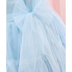 Babyhug Sleeveless Solid Color Mesh Party Frock - Light Blue