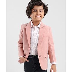 Babyhug Full Sleeves Printed Party Shirt with Blazer - Light Pink