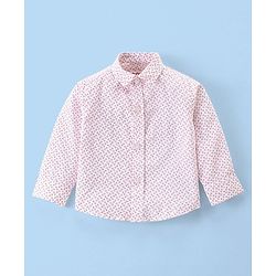 Babyhug Full Sleeves Printed Party Shirt with Blazer - Light Pink
