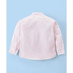 Babyhug Full Sleeves Printed Party Shirt with Blazer - Light Pink