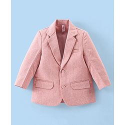 Babyhug Full Sleeves Printed Party Shirt with Blazer - Light Pink