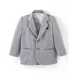 Babyhug Woven Full Sleeves Textured Partywear Blazer - Grey