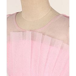 Babyhug Sleeveless Mesh Party Frock - Pink