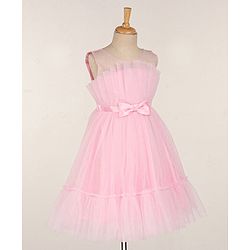 Babyhug Sleeveless Mesh Party Frock - Pink