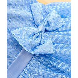 Babyhug Woven Sleeveless Textured Party Dress with Bow Corsage - Blue