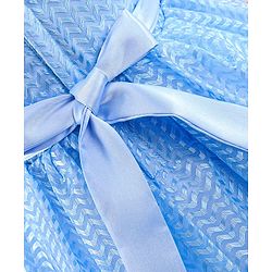 Babyhug Woven Sleeveless Textured Party Dress with Bow Corsage - Blue