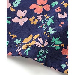 Babyhug 100% Cotton Knit Half Sleeves Top & Shorts Set Floral Print - Navy Blue