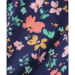 Babyhug 100% Cotton Knit Half Sleeves Top & Shorts Set Floral Print - Navy Blue