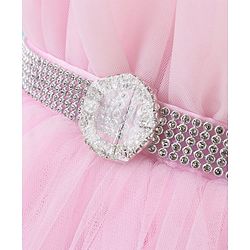 Babyhug Sleeveless Solid Color Mesh Party Frock - Light Pink