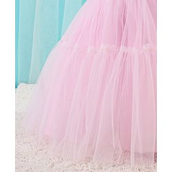 Babyhug Sleeveless Solid Color Mesh Party Frock - Light Pink
