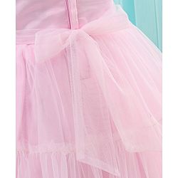 Babyhug Sleeveless Solid Color Mesh Party Frock - Light Pink