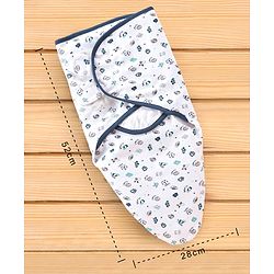 Babyhug 100% Cotton Swaddle Wrapper Sports Theme Pack of 2 - Navy Blue