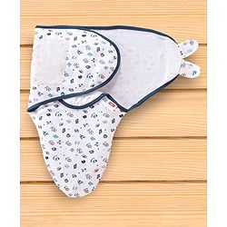 Babyhug 100% Cotton Swaddle Wrapper Sports Theme Pack of 2 - Navy Blue
