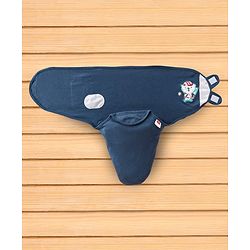 Babyhug 100% Cotton Swaddle Wrapper Sports Theme Pack of 2 - Navy Blue