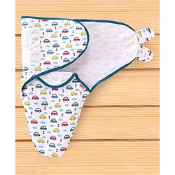 Babyhug 100% Cotton Swaddle Wrapper Sports Theme Pack of 2 - Navy Blue