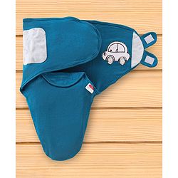 Babyhug 100% Cotton Swaddle Wrapper Sports Theme Pack of 2 - Navy Blue