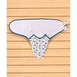 Babyhug 100% Cotton Swaddle Wrapper Sports Theme Pack of 2 - Navy Blue