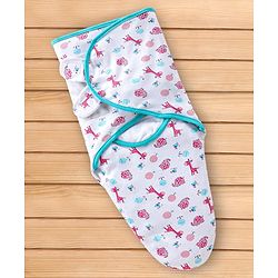 Babyhug 100% Cotton Swaddle Wrapper Sports Theme Pack of 2 - Navy Blue