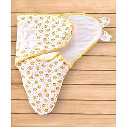 Babyhug 100% Cotton Swaddle Wrapper Sports Theme Pack of 2 - Navy Blue