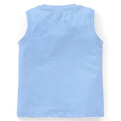 Babyhug Cotton Jersey Sleeveless T-Shirt Tiger Print - Blue