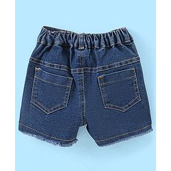 Babyhug 100% Cotton Knit Half Sleeves Top and Denim Shorts Set Beach Print - White & Blue
