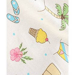Babyhug 100% Cotton Knit Half Sleeves Top and Denim Shorts Set Beach Print - White & Blue