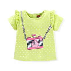 Babyhug 100% Cotton Cold Shoulder Sleeves Top & Shorts Set Polka Dot Print - Blue & Green