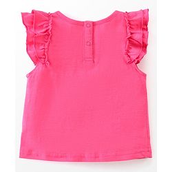 Babyhug 100% Cotton Knit Sleeveless Top with Denim Shorts Bunny Print - Dark Pink & Mid Blue