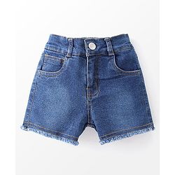 Babyhug 100% Cotton Knit Sleeveless Top with Denim Shorts Bunny Print - Dark Pink & Mid Blue