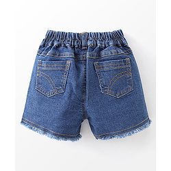 Babyhug 100% Cotton Knit Sleeveless Top with Denim Shorts Bunny Print - Dark Pink & Mid Blue