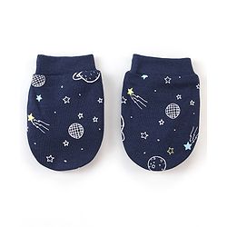 Babyhug 100% Cotton Cap Mittens & Booties Space Print - Blue