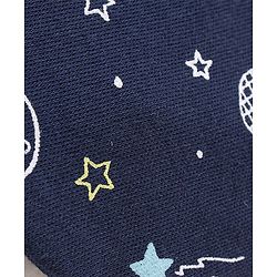 Babyhug 100% Cotton Cap Mittens & Booties Space Print - Blue