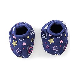 Babyhug 100% Cotton Mittens & Booties Set Star Print Navy - Diameter 9.5 Cm